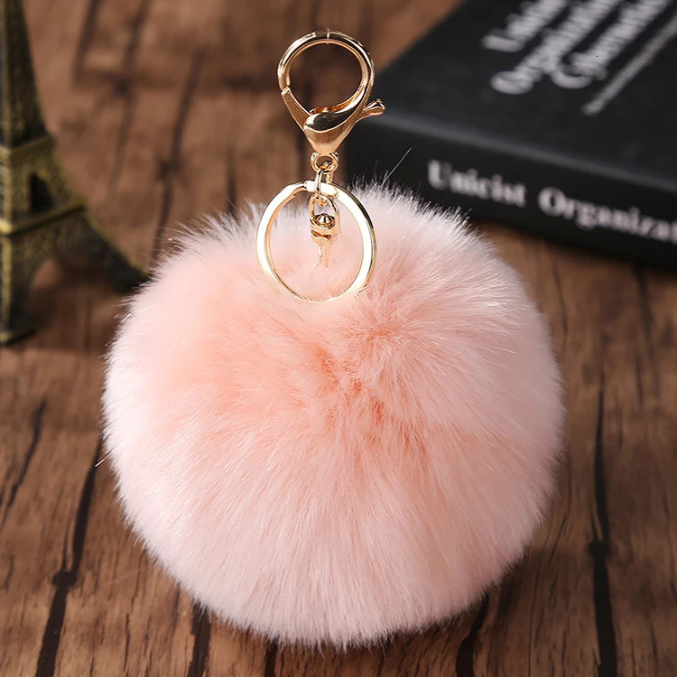 Trinket Fluffy Artificial Rabbit Fur Ball Key Chain 8cm Pompons Keychain 21 Color Women Car Bag Ring Hang Jewelry 250811