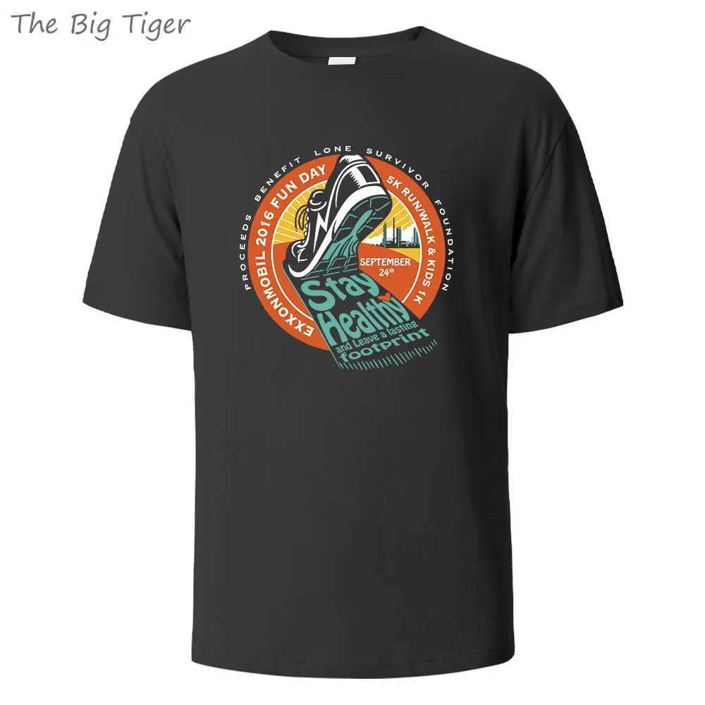 Stay Healthy Painting Breathable Cotton Crew Neck Tee Minimalist Design Soft Fabric Unisex Casual Short Sleeve Top Mens T-shirt Y250819