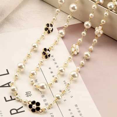 Fashion Shmik Women Pearl Girls Camellia Long MultiLayers Necklace Chains Elegant Lady Wedding Party Dress Jewelry Necklaces G250820b Z250910