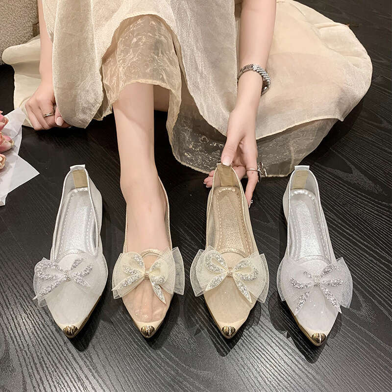 Shallow Mouth Single Shoes 2023 Spring Summer New Korean Fashion Bowknot Slip-On Loafers for Women