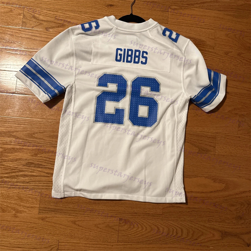custom 0 Gibbs 2025 Football Jersey 14 Amon-Ra St. Brown Jahmyr Jack Campbell Barry Sanders Jared Goff Jeff Okudah Johnson Hot Sale