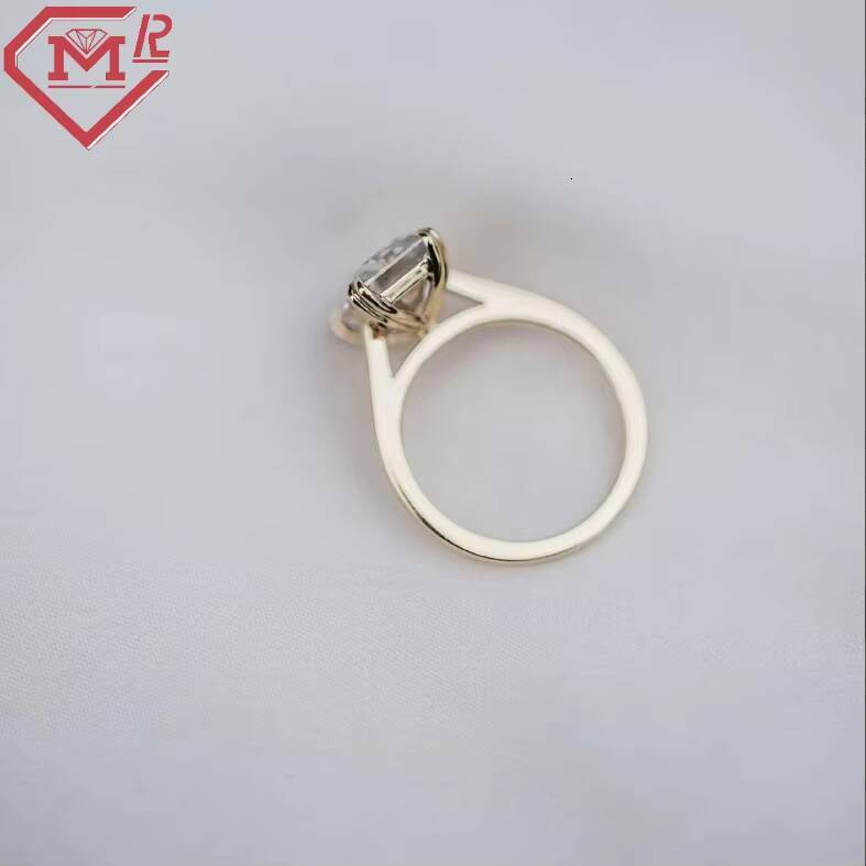 Luxury Moissanite Ring Men Women Engagement Yellow Gold Double Claws Vvs Iced Out Moissanite Ring