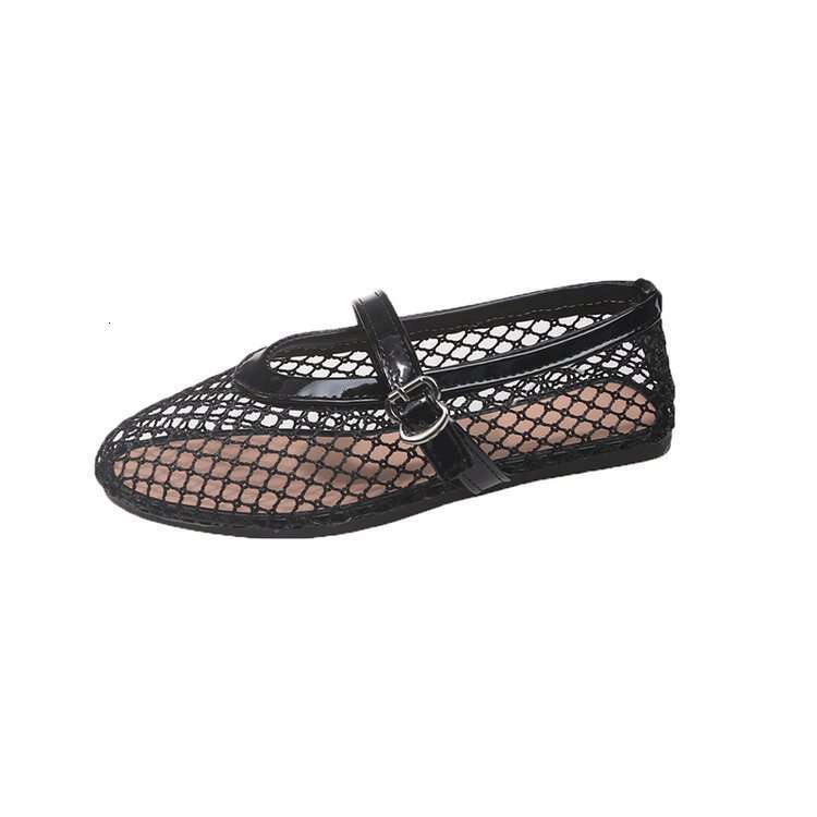 36-42 Large Size Flat Hollow Summer New Style Sandals for Women, Fishnet Surface Shoes, 2025 Mary Jane Single Shoes