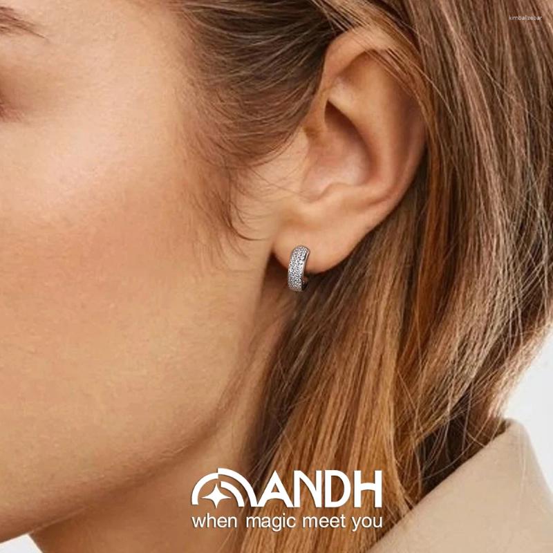 Hoop Earrings ANDH D Color VVS1 Moissanite Half Open For Women 925 Sterling Silver Circle Earring Piercing Ear Luxury Jewelry