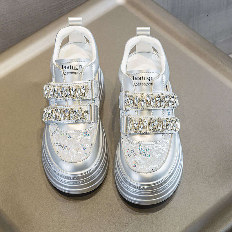 2025 New Summer Full Diamond Dad Shoes for Women, Platform Shoes, Thick Sole, Small Size, Invisible Height Increase of 8.5cm, Trendy