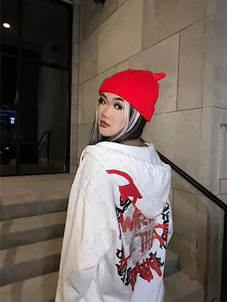 BIG PROMOTION European and American hip-hop letters rhinestone print street hip-hop rock Gothic loose zipper fashion hoodie 250815