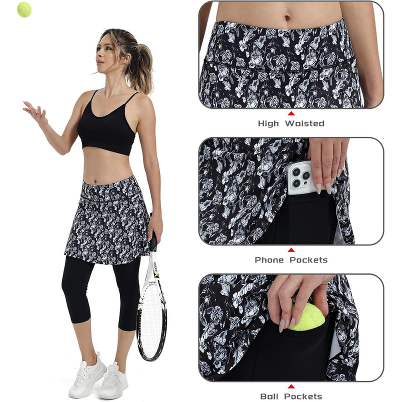 Women Athletic Skirts Leggings,Skirted Leggings Skorts with Pockets