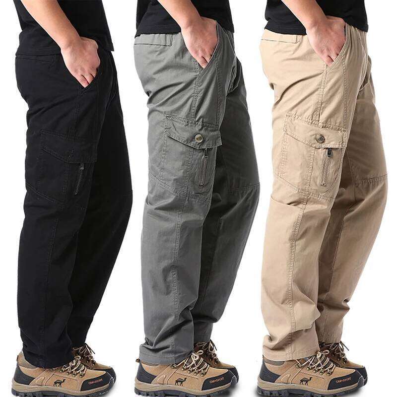 Plus Size Men's Cargo Casual Loose Multi Pocket High Quality Cotton Long Trousers Mens Jogger Pants 5XL 6XL