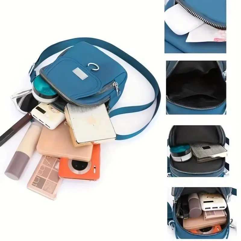 1PC Lady Casual Messenger Bag Solid Color Multi-function Purse Multi-layer Lightweight Oxford Handbag Suitable for Going out Y250819