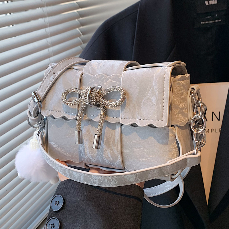 2025 Autumn New Fashion Bow Weaving Women's Crossbody Bag Simple Texture Small Square Bag Women's Crossbody Bag Designer Bag Women's Sh