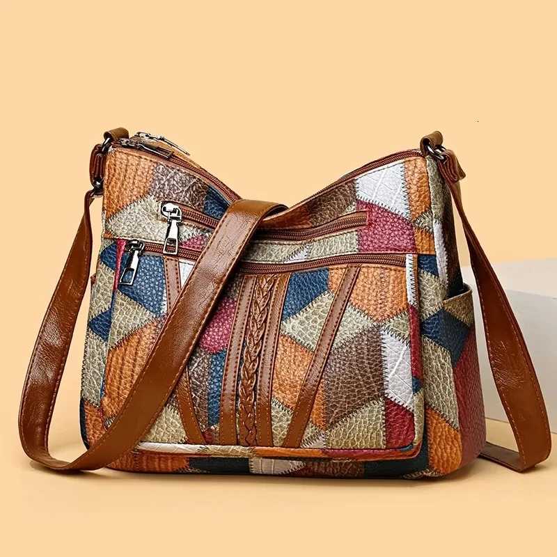 Large Capacity Commuting Shoulder Bag Versatile Ladies Handbags Vintage Colorful Plaid Womens Crossbody Bags For Daily Used Y250819