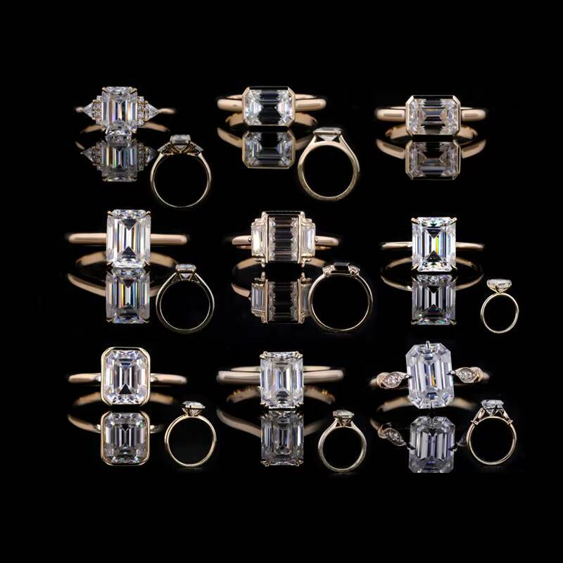 Starsgem Custom Made Bezel Setting Yellow Gold Popular Style Emerald Cut 2ct Moissanite Diamond Ring