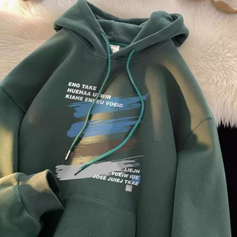 American Style Hooded Sweatshirt for Men Spring Autumn Winter New Ins Trend Loose Casual Versatile Thickened Printed Jacket