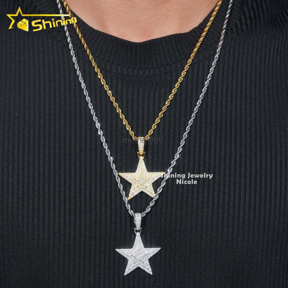 Ready to Ship 925 Sterling Silver Star Charm Hip Hop Diamond Iced Out VVS Moissanite Pendant