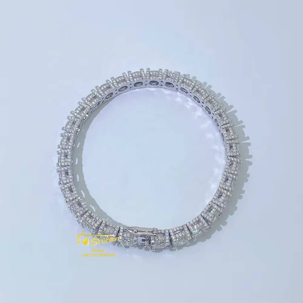 Hip Hop Jewelry Factory Price Iced Out Gra Vvs Moissanite 6.5mm 18k Gold Plated Tennis Chain Bracelet