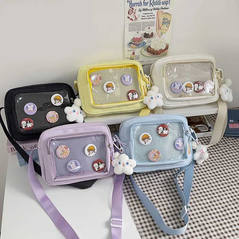 Ins Style Crossbody Bag with Transparent Badge Windows Korea Casual Phone Small Bag Anime Sling Bag Display Goods Bag Y250819
