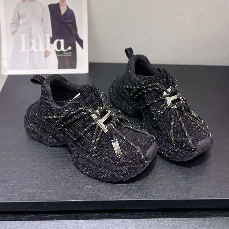 2025 Summer Starry Sky Rhinestone Thick-Soled Street Style Dad Breathable Height-Increasing Ins Trendy Fashionable Casual Shoes for Women