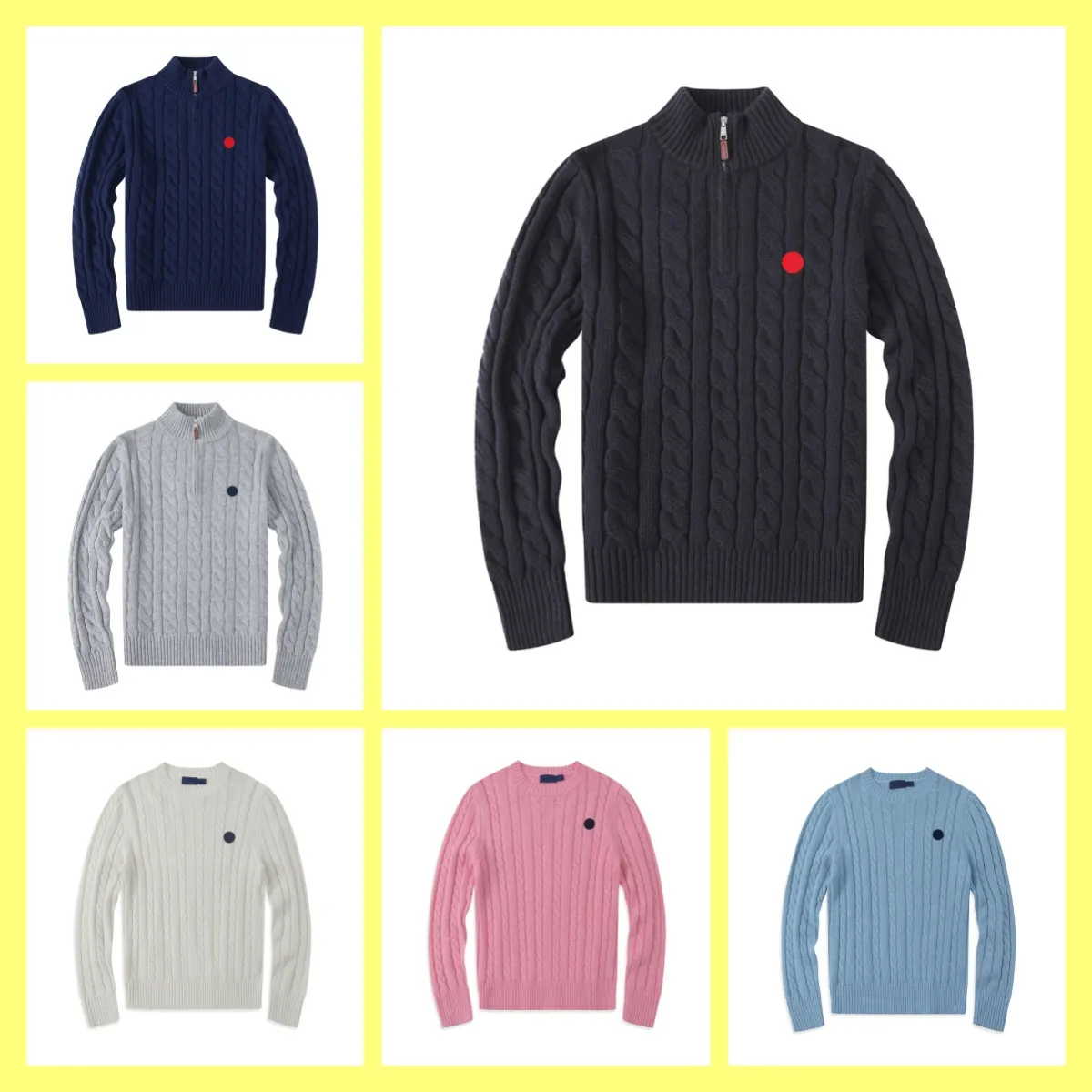 Cardigan Designer Men Sweaters Casual High Quality Pull Half Zip Women Hoodie Polo Jacket Winter Long Sleeve Sweater Pullover Size S-2XL