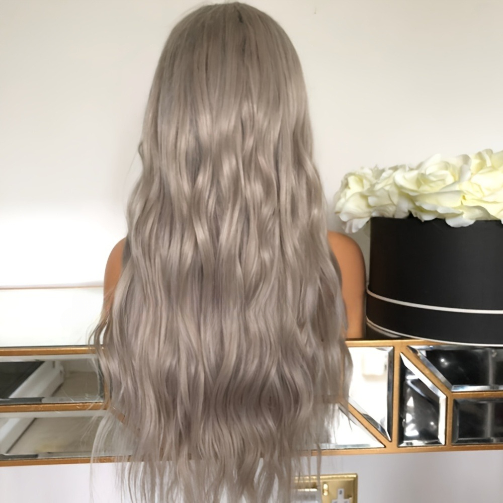 Silver Grey Human Hair Wig Body Wave 13x4 HD Transparent Lace Front Wig Pre Plucked 180% Density Glueless Lace Frontal Wig Ready To Wear Synthetic