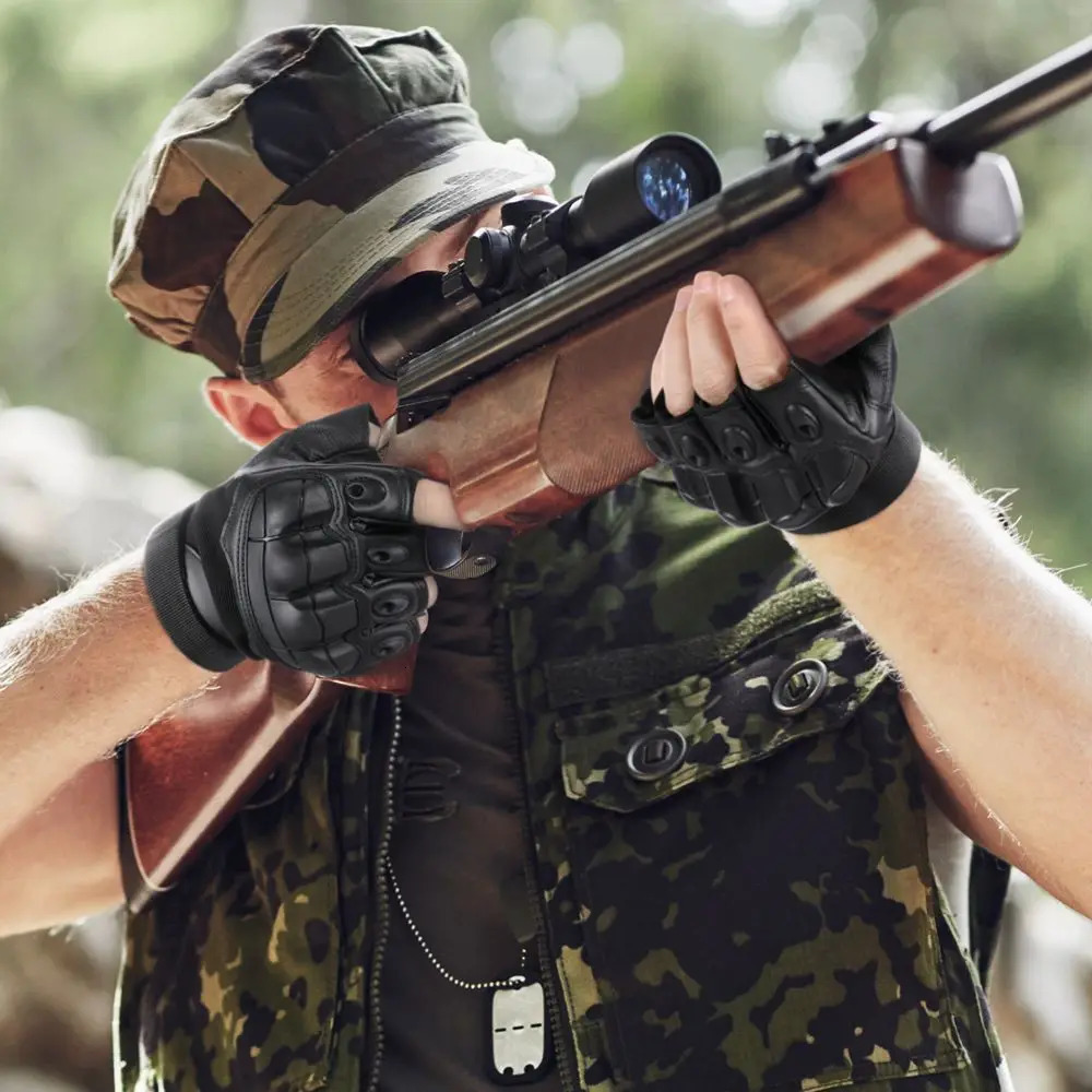 PU Leather Tactical Half Finger Gloves Airsoft Combat Shooting Hunting Paintball Outdoor Work Bicycle Antislip Fingerless Men 250811