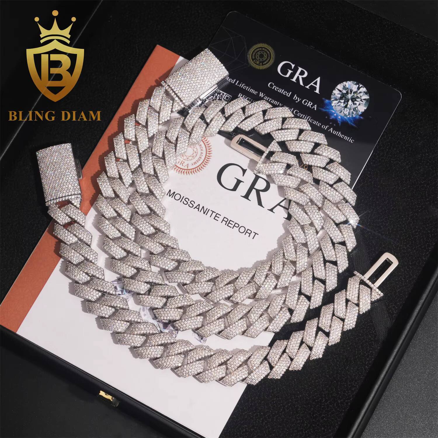 4Rows 15mm Hip Hop Jewelry Cuban Llink Chain 925 Silver Moissanite Cuban Link Chain Bracelet Pass Diamond Tester