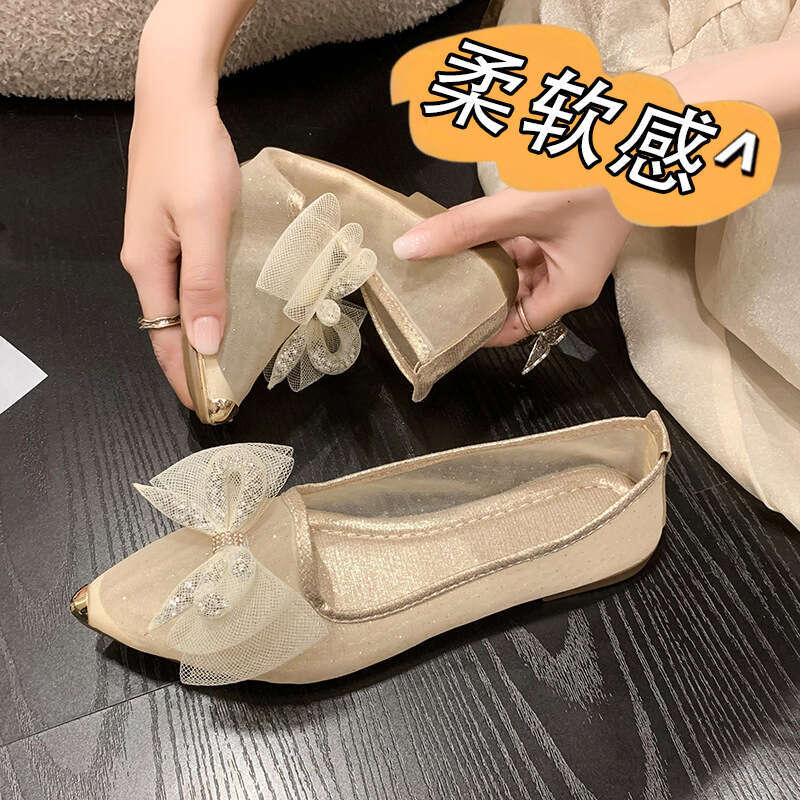 Shallow Mouth Single Shoes 2023 Spring Summer New Korean Fashion Bowknot Slip-On Loafers for Women