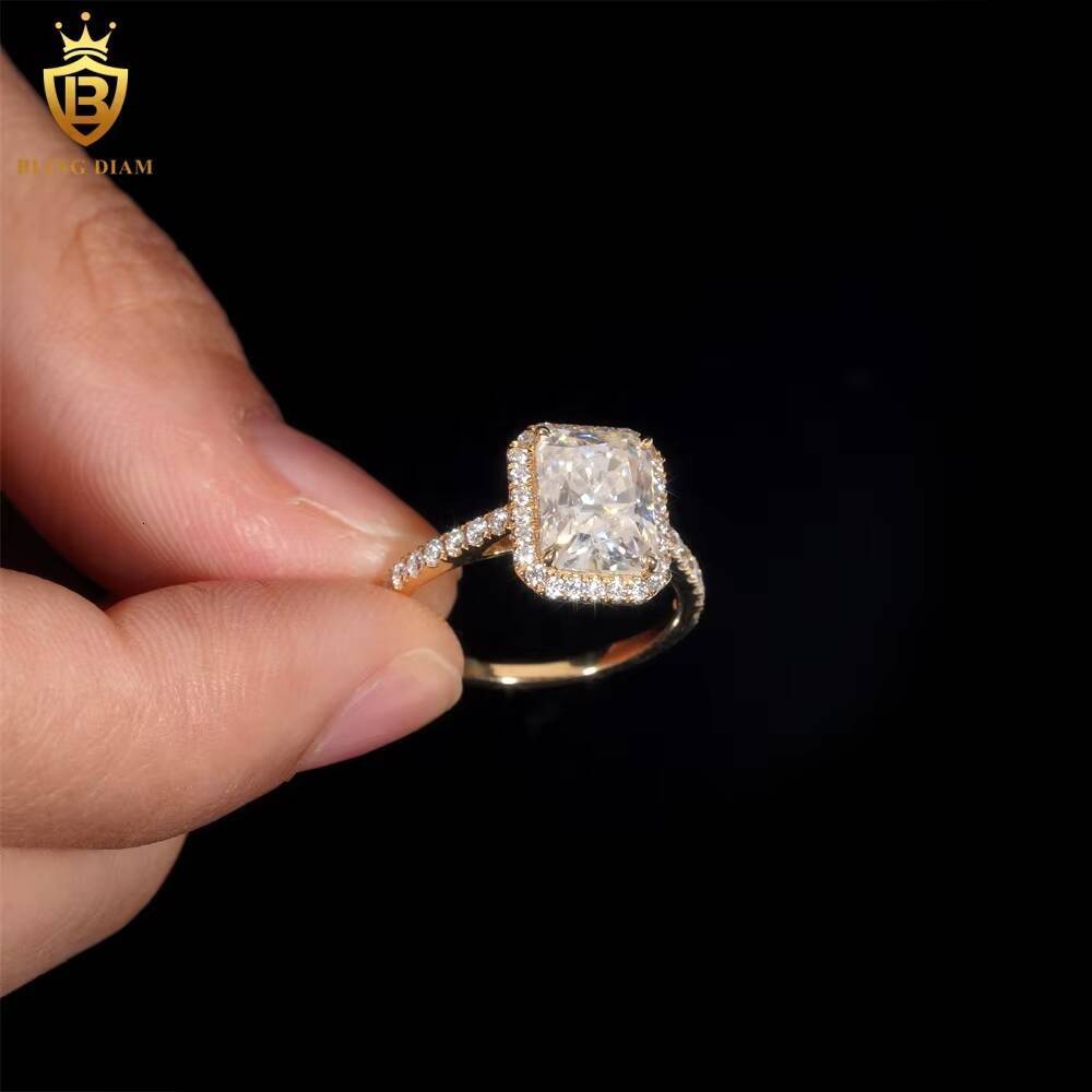 High Quality D Color VVS Moissanite Diamond Fine Jewelry 14K Yellow Gold Engagement Wedding Ring