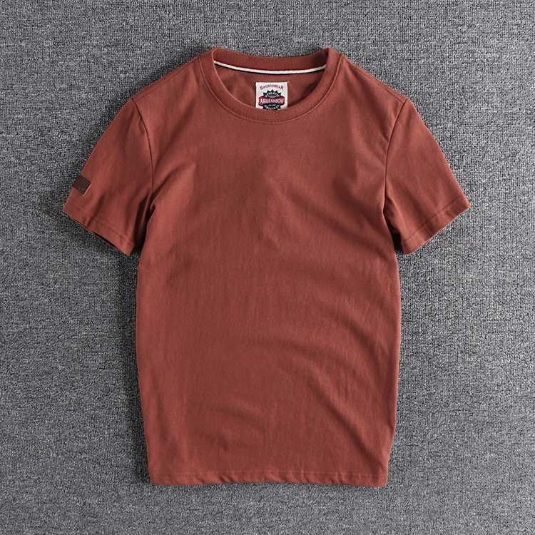 Summer New American Retro Short-sleeved O-neck Solid Color T-shirt Mens Fashion Simple 100% Cotton Washed Casual Sport Tops Y250819