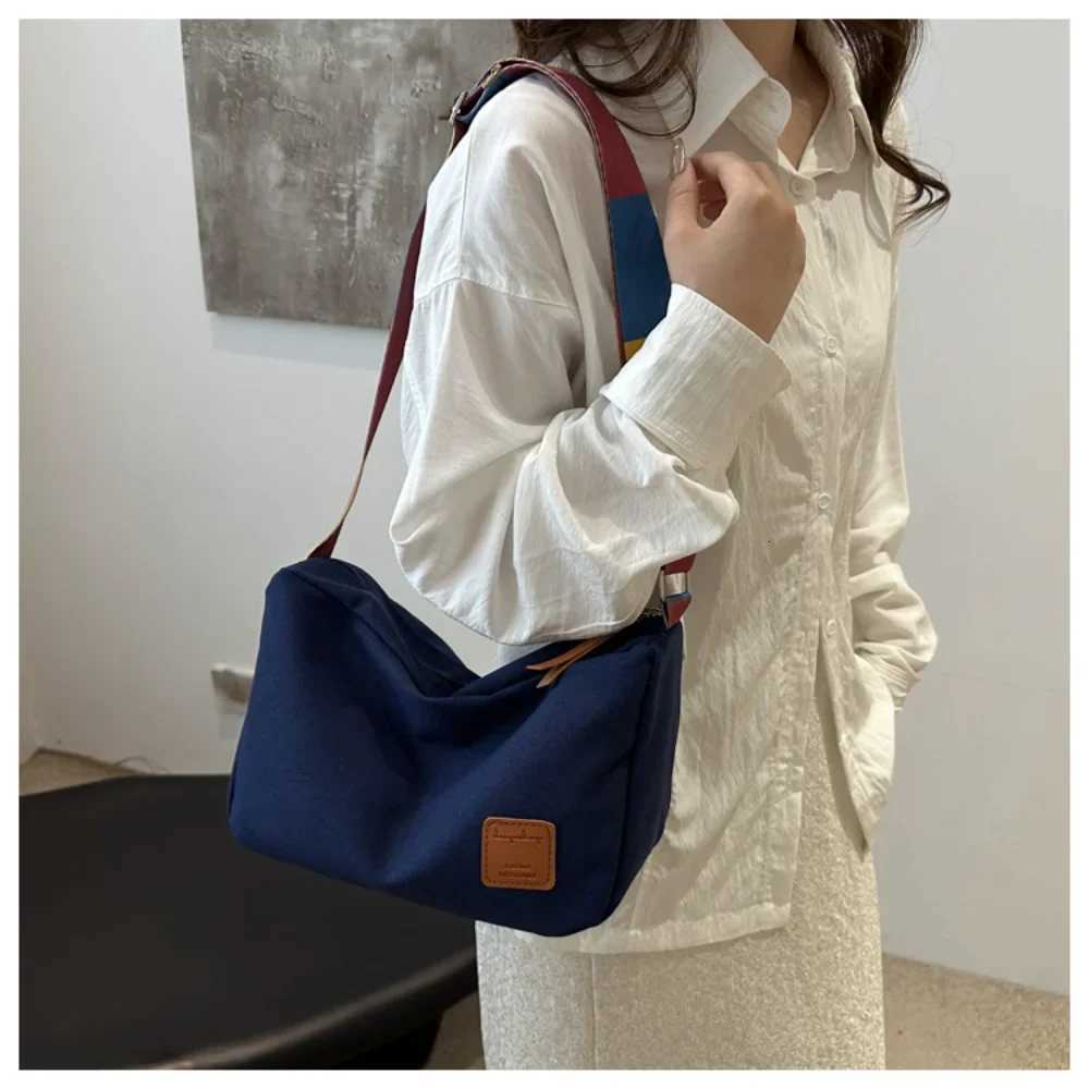 Womens Fashion Crossbody Bag Colorful Strap Casual Shoulder Bag Korean Style Large Capacity Canvas Messenger Bag Y250819