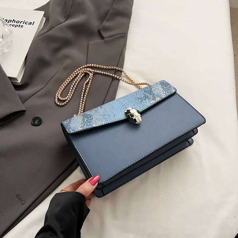 Trendy Crocodile Pattern Double Layer Flip Cover Crossbody Small Square Bag Women's Fashionable Chain Strap Handbag