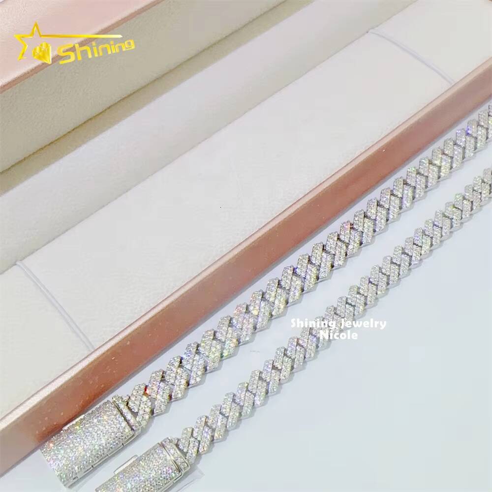 Wholesale Price Best Quality 925 Silver Custom Necklace Jewelry 8mm 10mm Iced Out Moissanite Cuban Link Chain