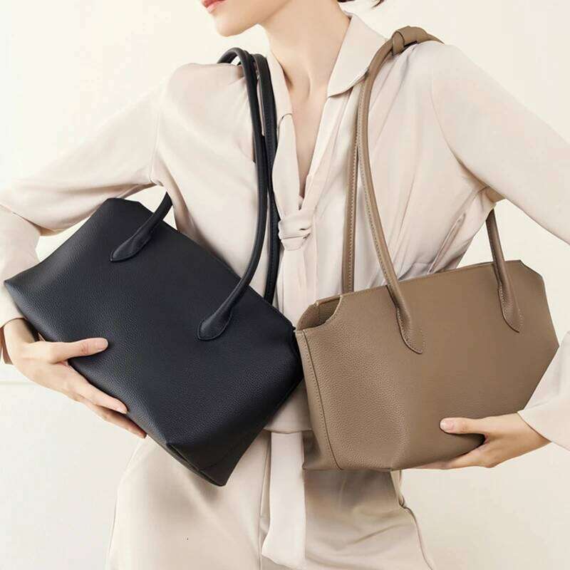 Hifashion Cowhide Genuine Leather Large Underarm Shoulder Bags For Women Designer Shopping Tote Work Ladies Handbags