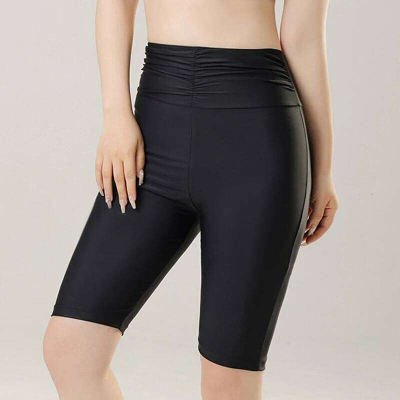 Black Color Plus Size Womens Swim Shorts Swimming Trunks High Waist Swimsuit Ladies Swimwear Beachwear Surfing Suit