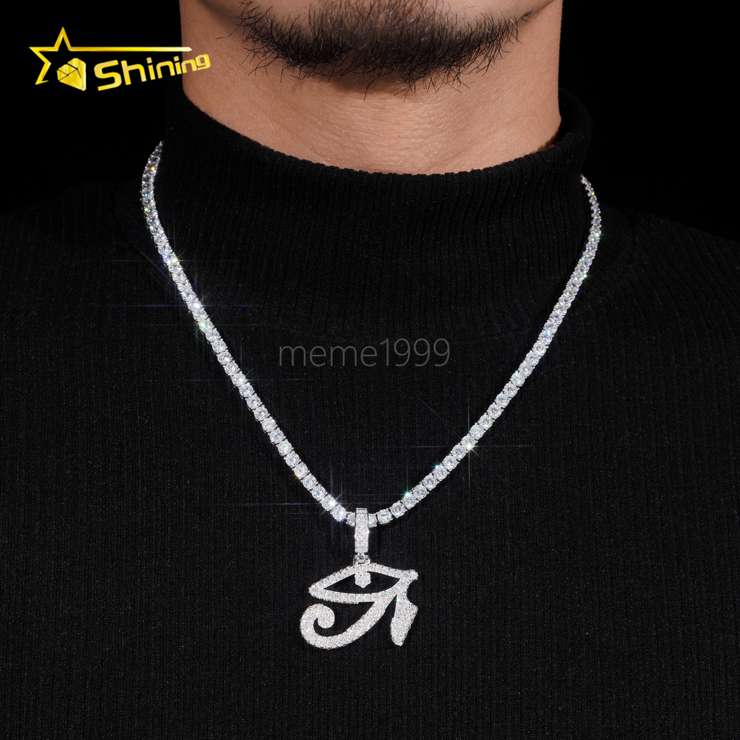 Fine Jewelry Iced Out Charms Gold Plated 925 Silver Hip Hop Moissanite Eyes Charms Pendant