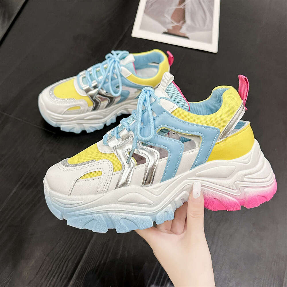 2022 Spring New Thick-Soled Platform Single with Rhinestones, Slimming and Height-Increasing Dad Shoes for Women