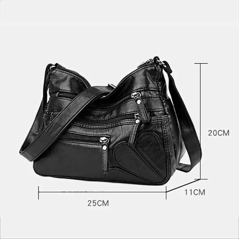 Casual Shoulder Bags For Women Soft PU Leather Crossbody Handbag Zipper Fashion Mama Messenger Bag Purse For Shopping Y250819