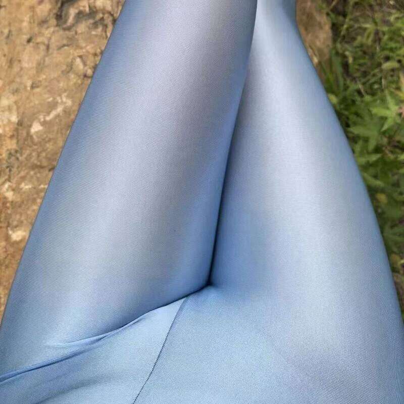 Women's Summer Satin Smooth Fiess Yoga Leggings Cycling High Waist Joggings Running Spandex Tights Five-Point Shorts Plus Size