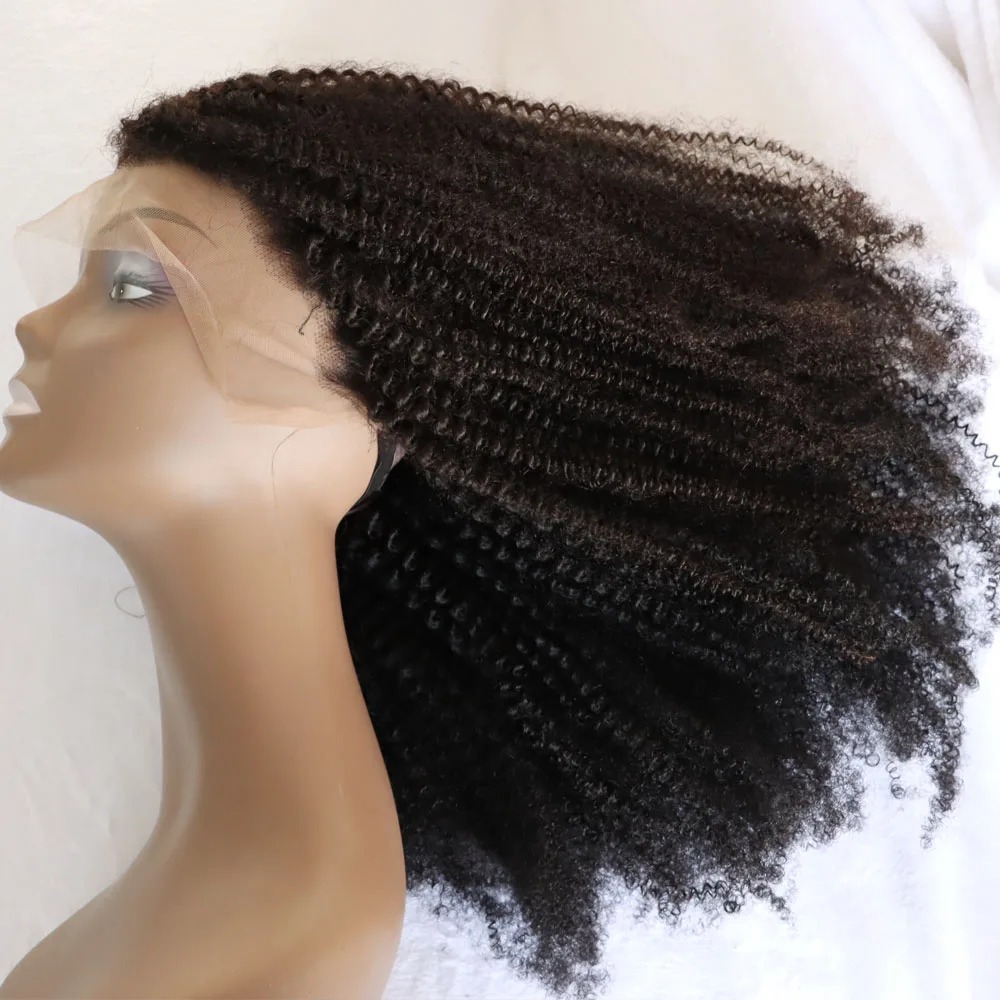 4C Afro Kinky Curly Lace Front Wig Virgin Remy Human Hair Lace Frontal Closure Wig Black and Natural Black Curls Styles Wigs Ready To Wear Synthetic