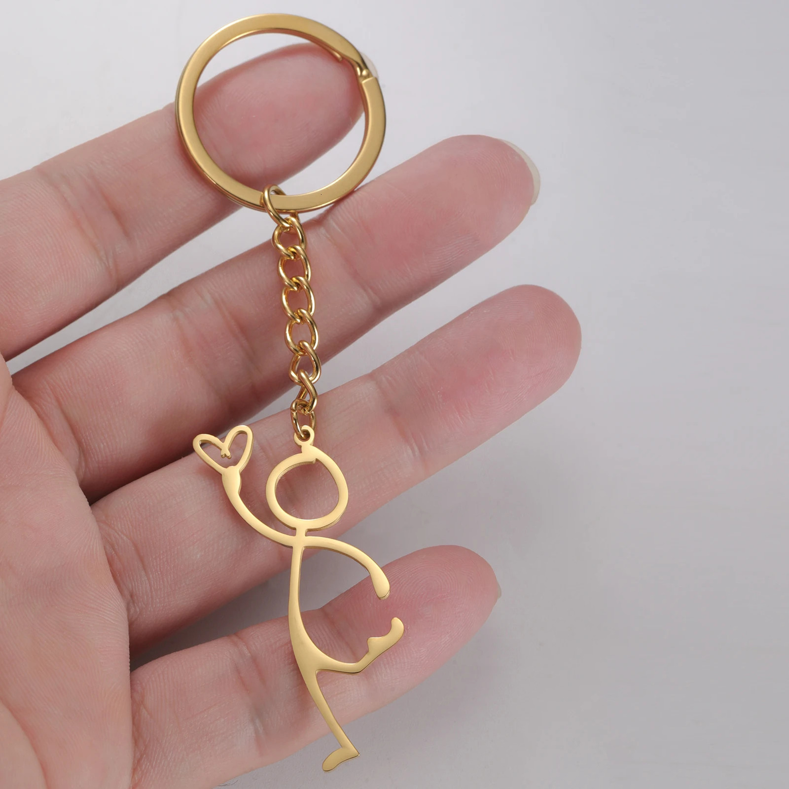 Lucktune Abstract Human Figure With Heart Keychain Stainless Steel For Bags Fashion Charms Jewelry Bag Body Kit Gifts 250811