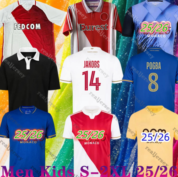2025 2026 maillot de foot AS Monaco Soccer Jersey POGBA BEN YEDDER MININO LOADU GOLOVIN BALOGUN FOFANA EMBOLO 25 26 monacos Men Football Shirt kids kits AKLIOUCHE