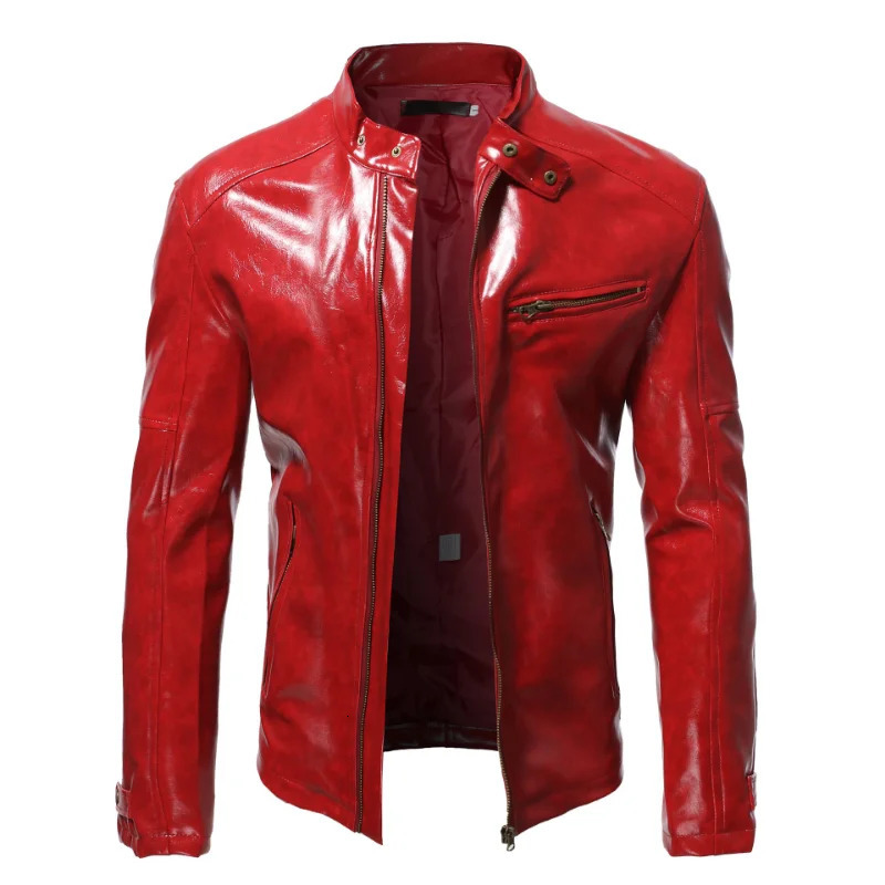 Men Clothing 2025 Mens Fashion Leather Jacket Slim Fit Stand Collar PU Male Antiwind Motorcycle Zipper Jackets 250815