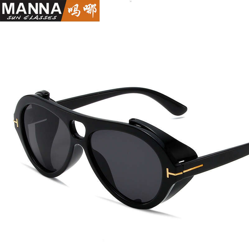 Round Frame Personality Hip-Hop Non-Mainstream Sunglasses for Women Punk Designer Men Wide Edge Niche Glasses