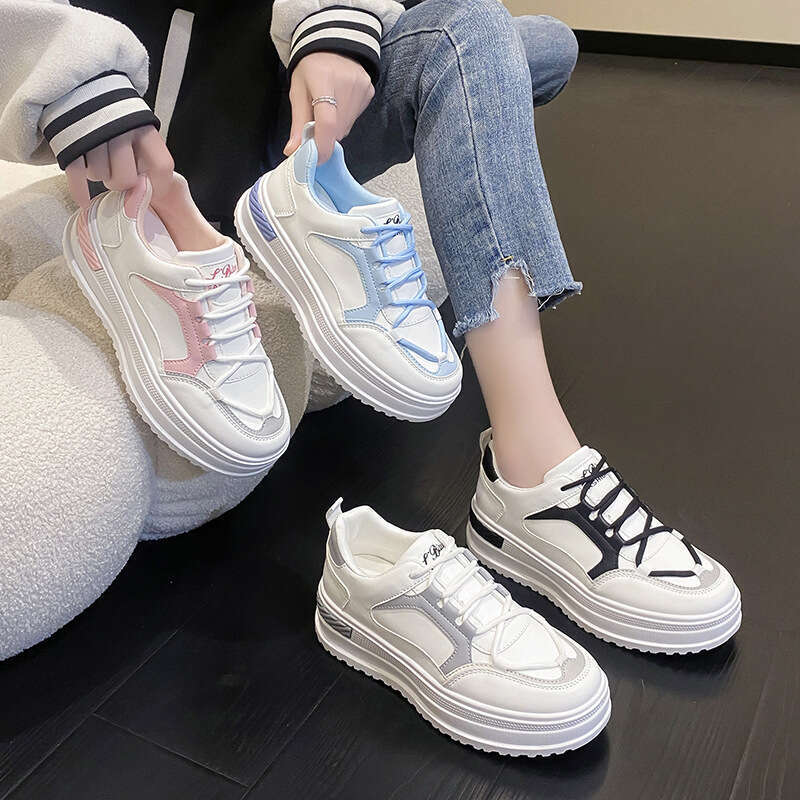 2023 Spring New Korean Style Versatile Fashionable Round Toe Platform Casual Sneakers for Women