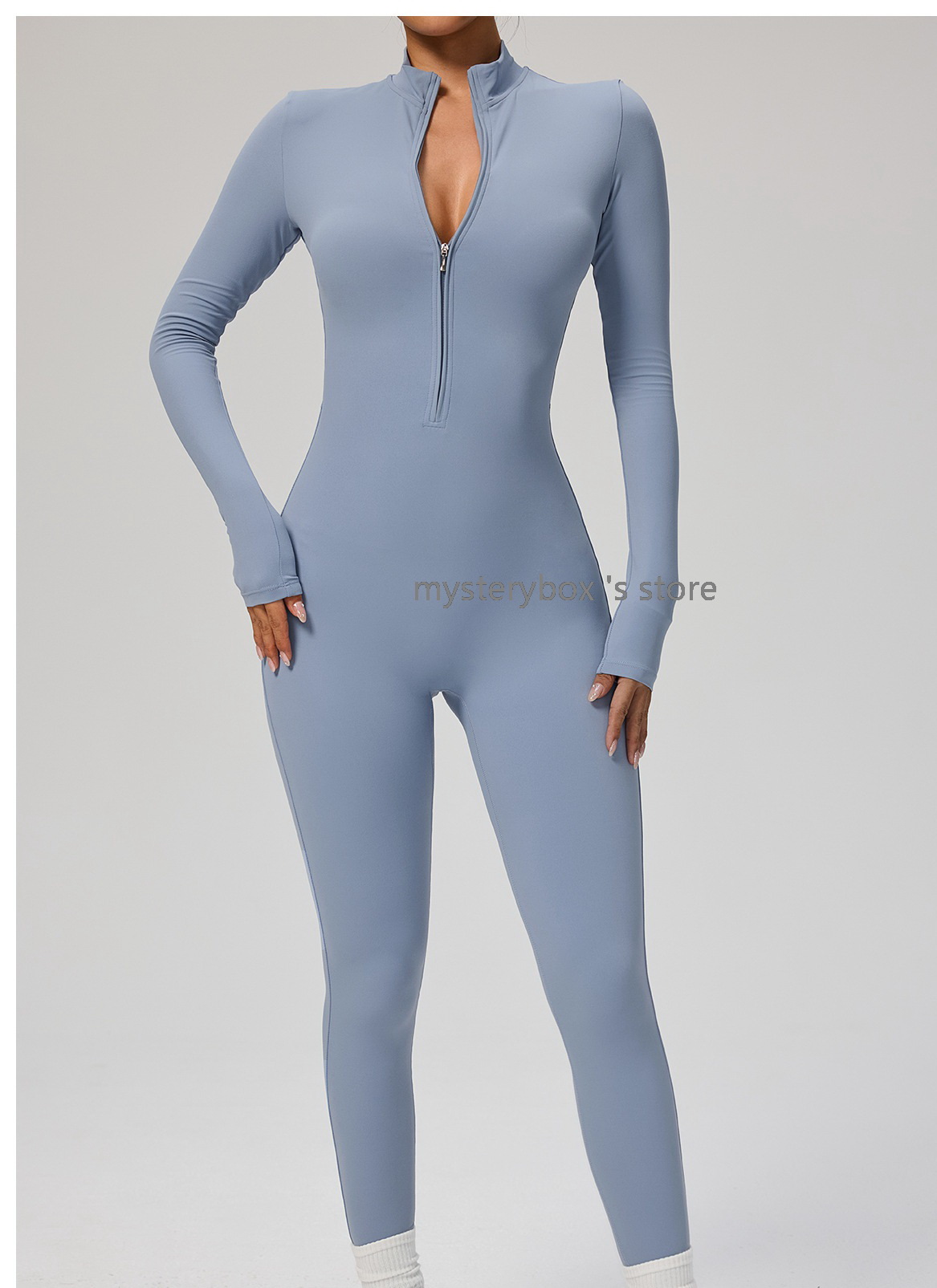 Women Ladies Yoga Outfit Wear Yoga Outfits Zipper Long Sleeved Yoga Jumpsuit Dance Fitness Tight Fitting Sports Cycling Clothes Suits Mysterybox Store