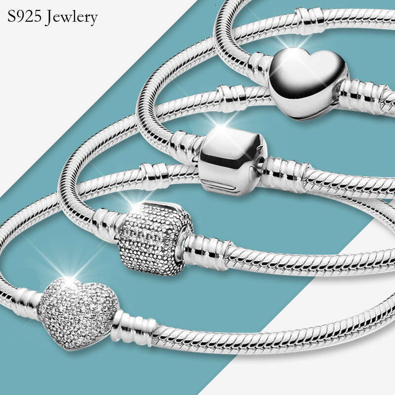 2025 Real 925 Sterling Silver High Quality Original 925 Sterling Silver Plated Snake Chain DIY Charm Bracelet for Women Gift Sier Color Jewelry Dropsh