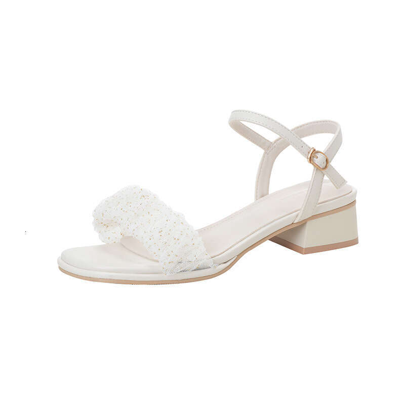 Chunky Sandals for Women, Outdoor Wear, 2023 New Spring Summer High Heel One Strap Slippers, French Fairy Style Fashion Women's Shoes