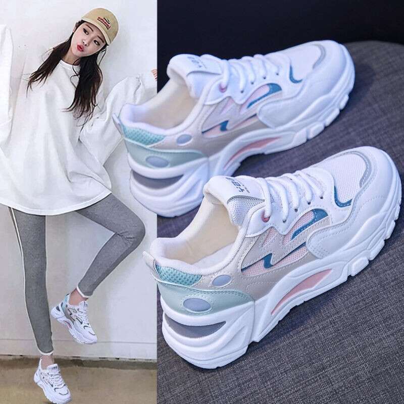 Women's Dad Sneakers 2023 Spring Summer New Fashion Casual Thick Sole Ins Trend Thin Mesh Breathable Sports Shoes