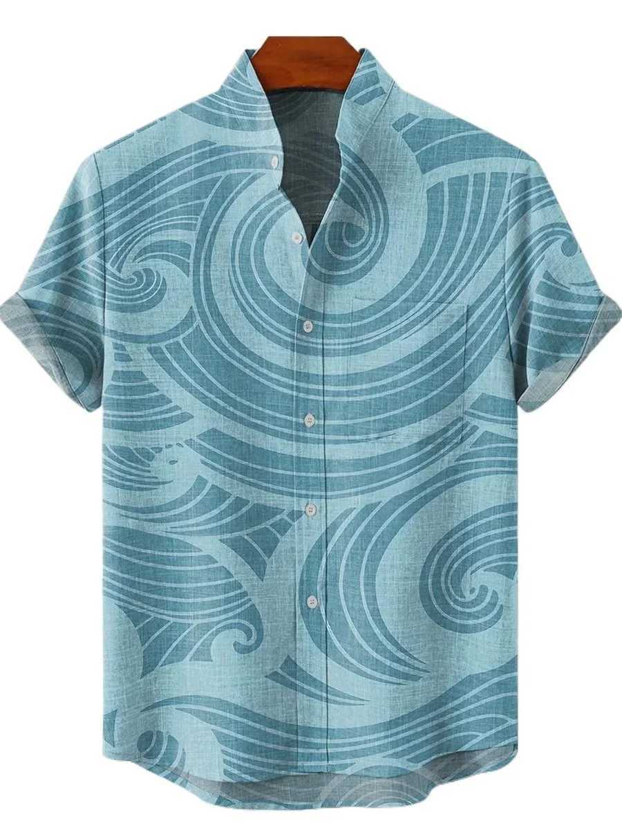 2025 Mens casual new linen shirts artistic printed shirts mens casual street fashion shirts with fast delivery Y250819