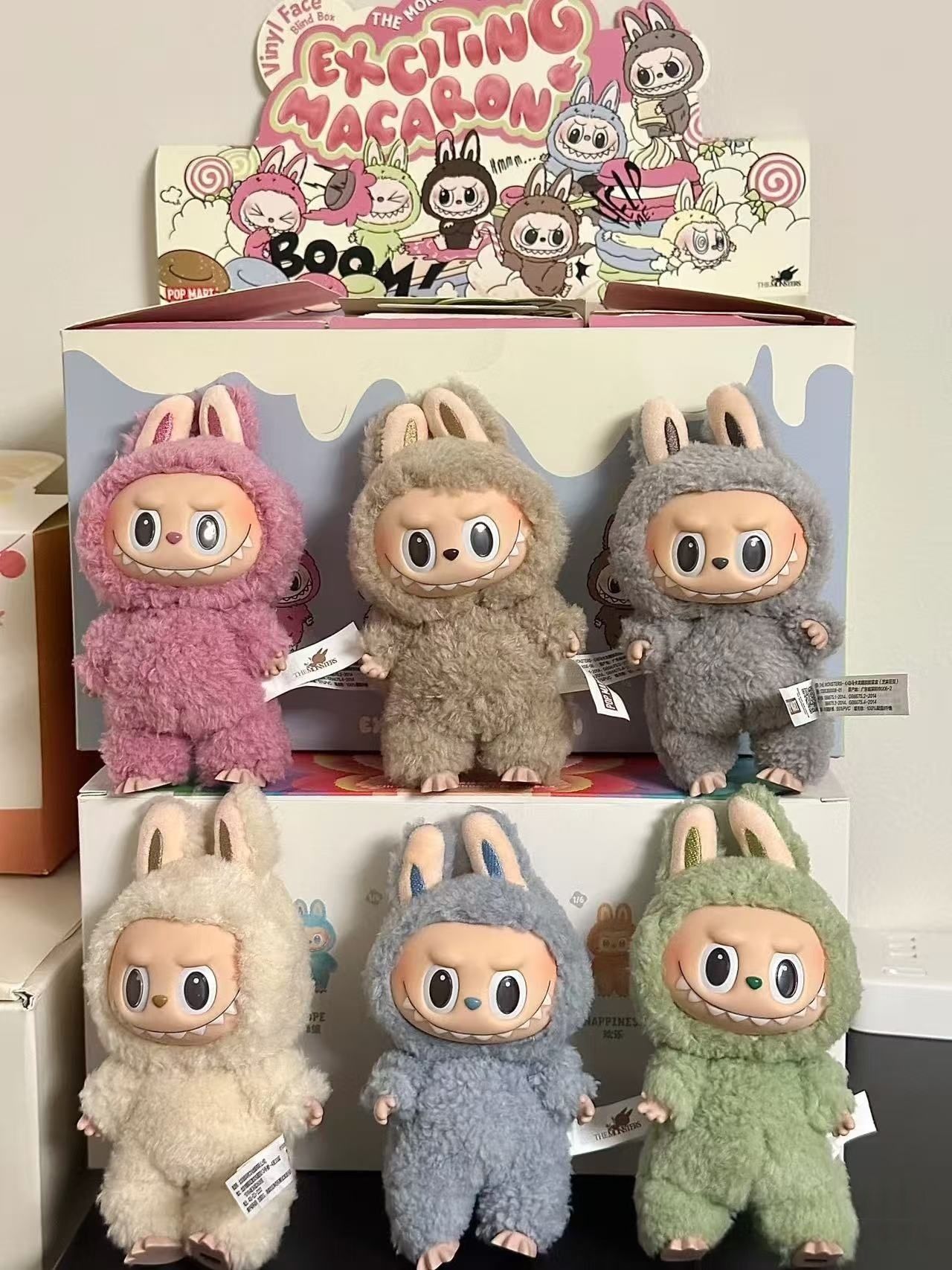 Labubu V1 V2 V3 Heartbeat Macaron Enamel Face Blind Box Pvc Figurine Labubu sitting party Kawaii Doll Kid Christmas Gifts checkmate labubu halloween l
