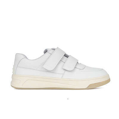 Sheepskin Version ~ Smiley Face Velcro White Sneakers for Women Genuine Leather Round Toe Thick Sole Versatile Casual Height Increasing Sports Shoes T